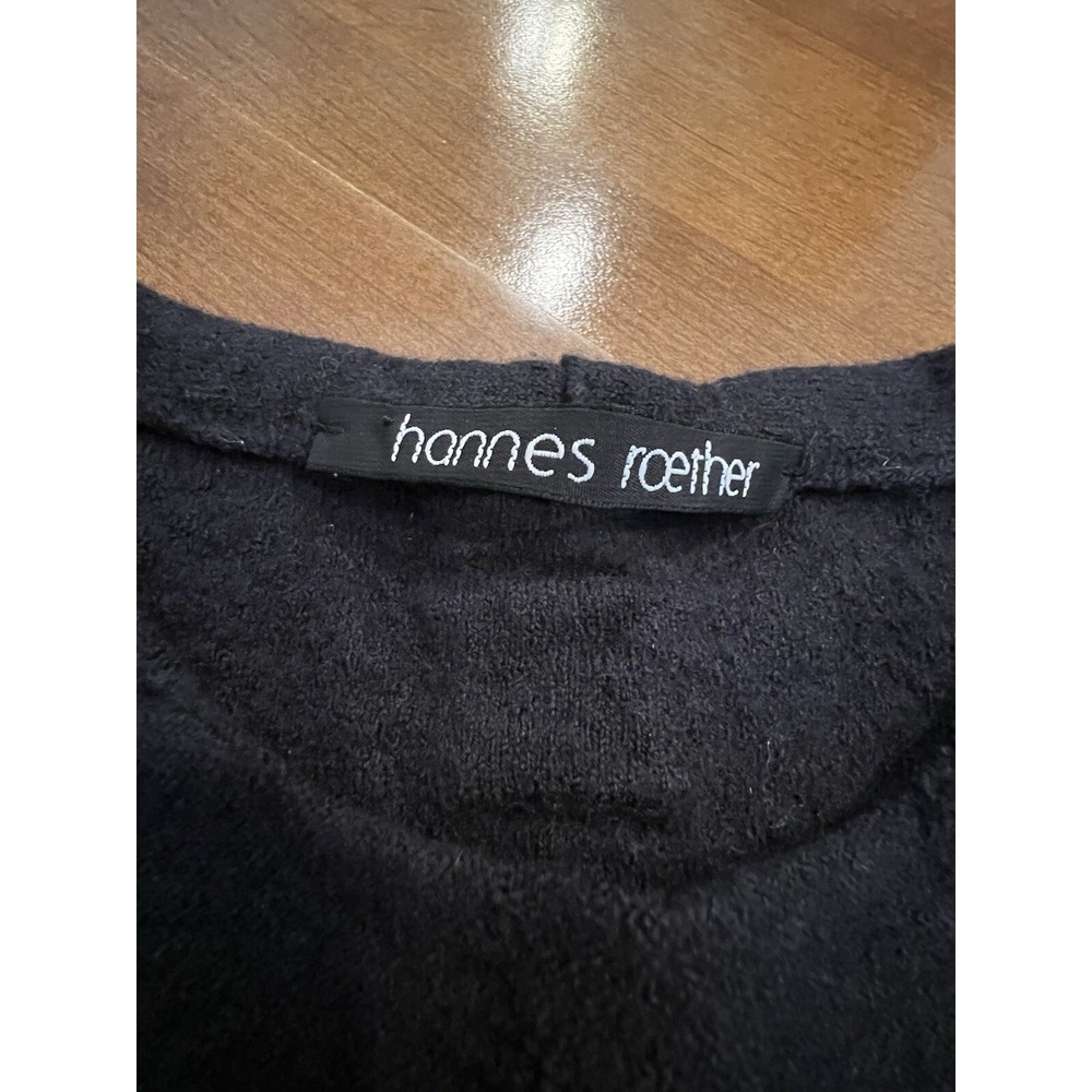Hannes Roether Black Wm's Virgin Wool Sweater Size XS Rolled Hem Collar - Picture 6 of 15